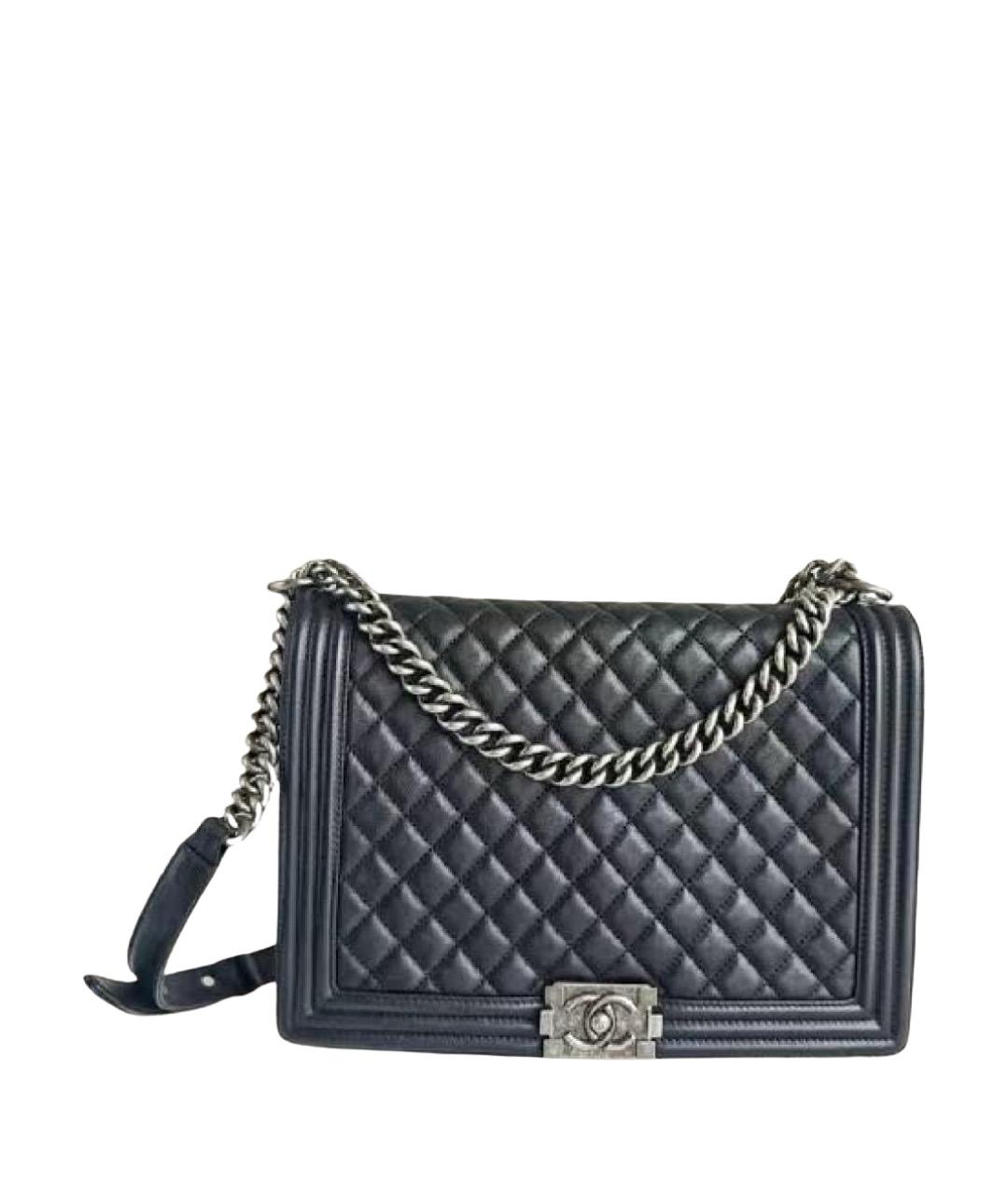 CHANEL Темно-синяя кожаная сумка через плечо, фото 1