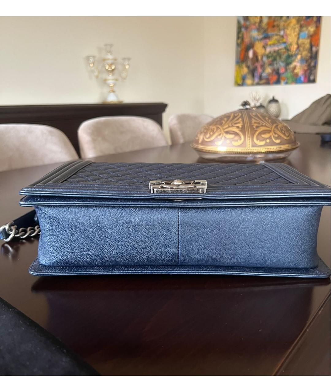 CHANEL Темно-синяя кожаная сумка через плечо, фото 7