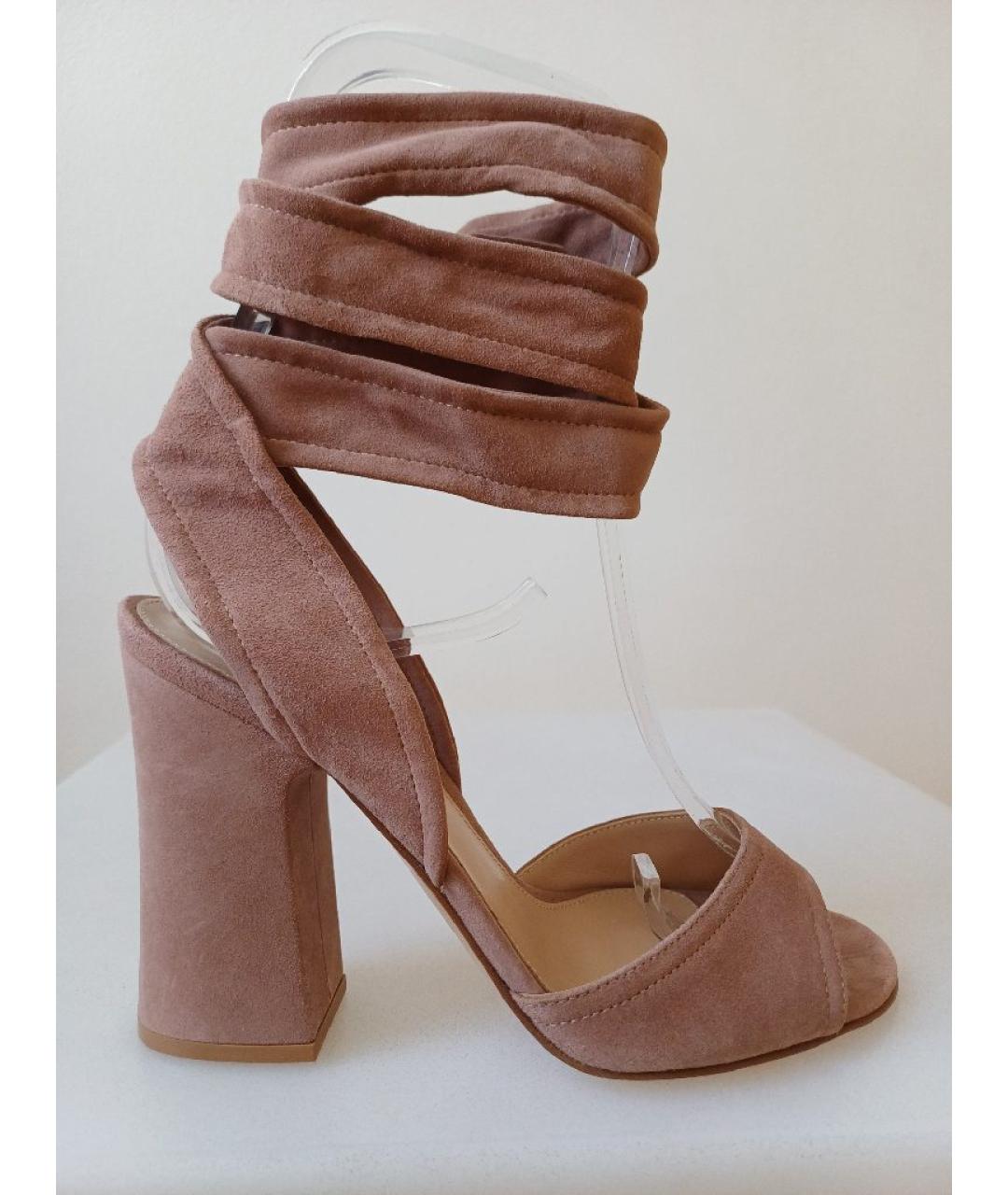 GIANVITO ROSSI Бежевые замшевые босоножки, фото 8