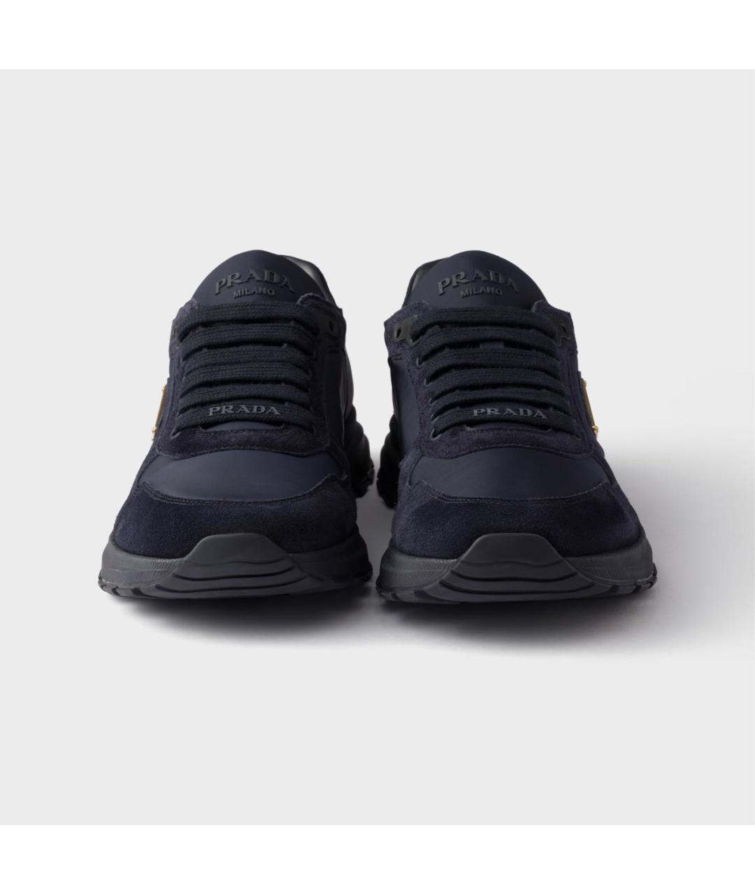 PRADA Темно-синие замшевые низкие кроссовки / кеды, фото 4