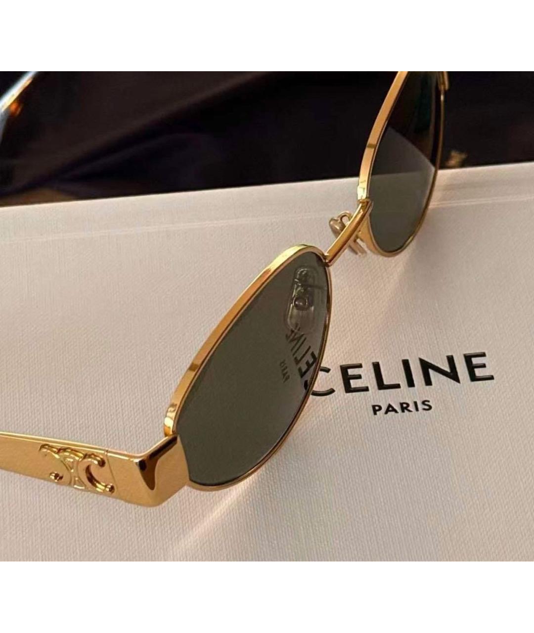 CELINE Золотые металлические солнцезащитные очки, фото 3