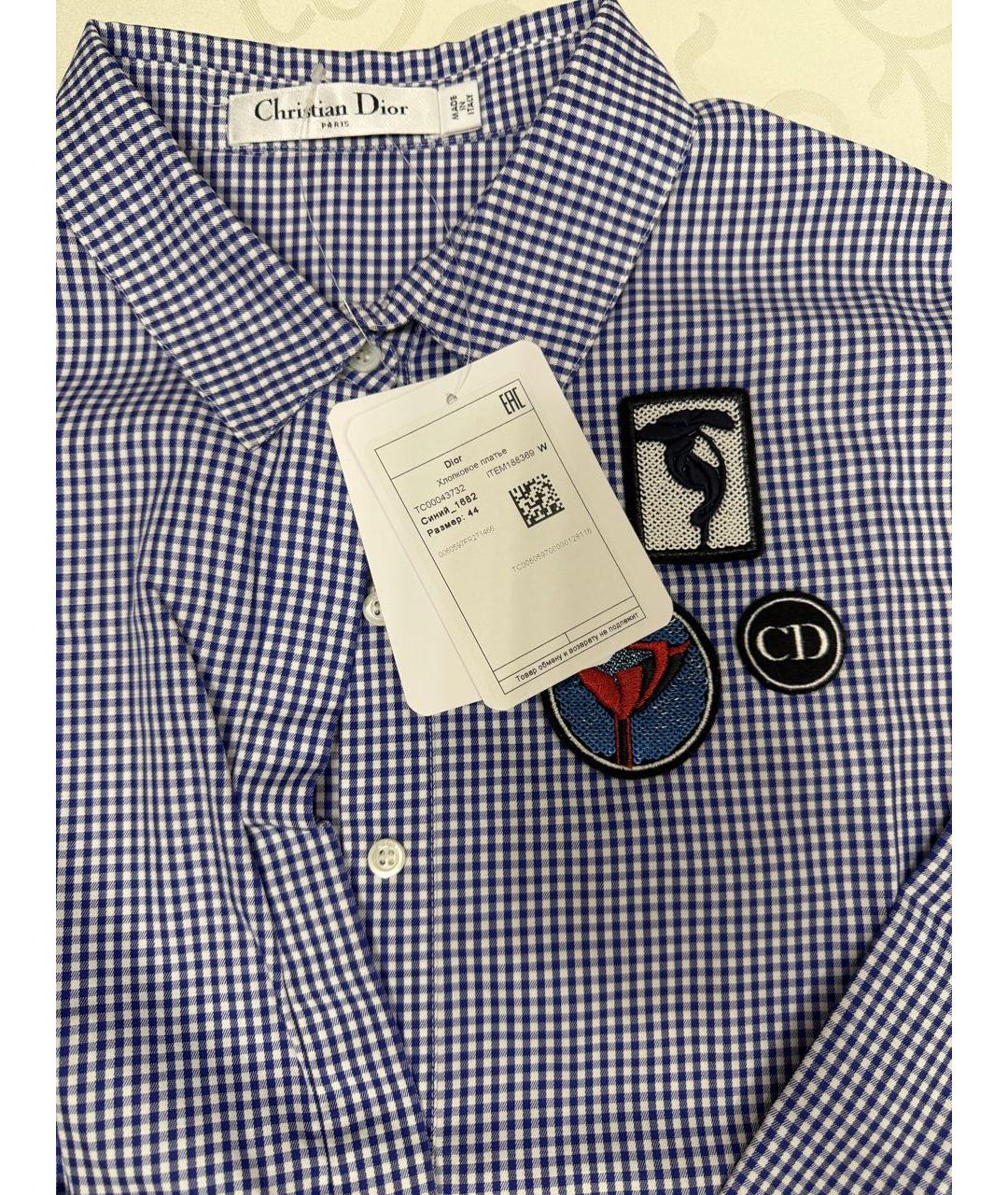 CHRISTIAN DIOR Синее хлопковое повседневное платье, фото 2