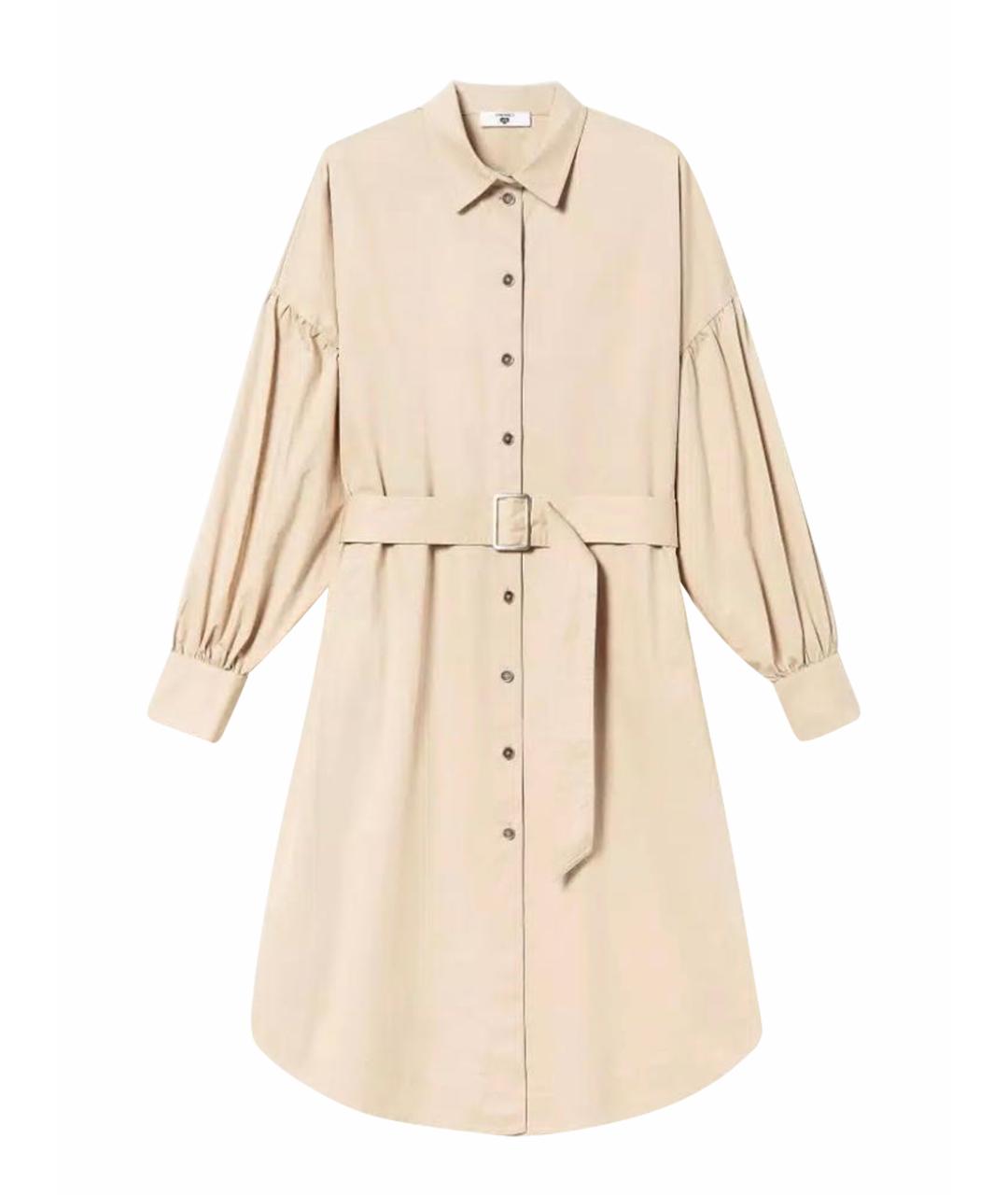 TWIN-SET Бежевое хлопковое повседневное платье, фото 1