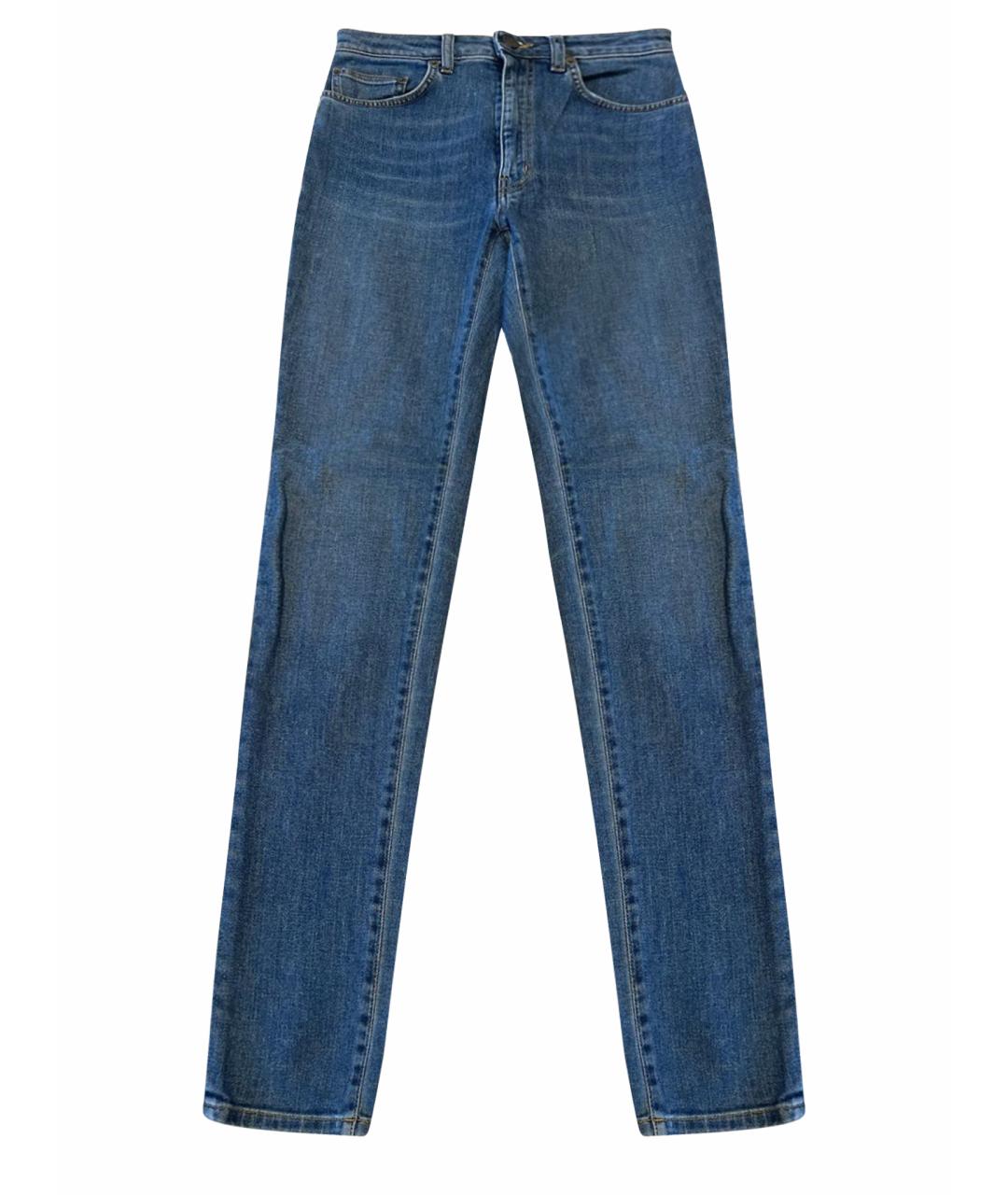 SAINT LAURENT Синие хлопко-эластановые джинсы слим, фото 1