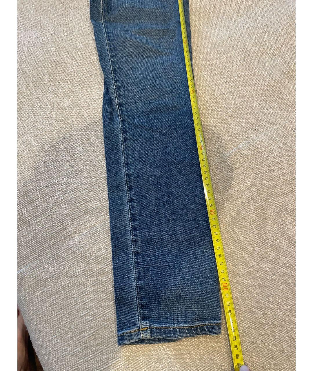 SAINT LAURENT Синие хлопко-эластановые джинсы слим, фото 8