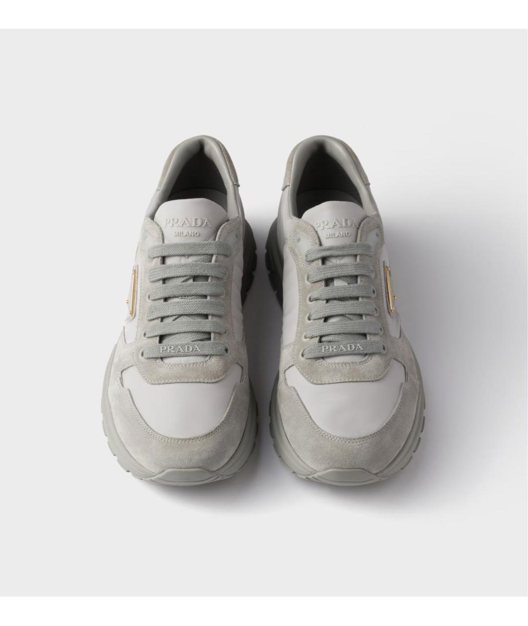 PRADA Серые замшевые низкие кроссовки / кеды, фото 3