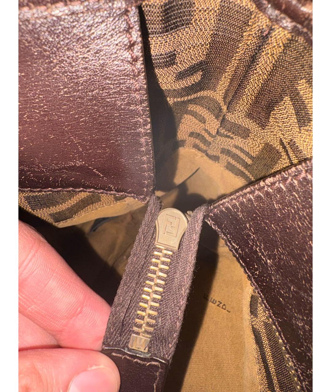 FENDI Коричневая сумка с короткими ручками, фото 5