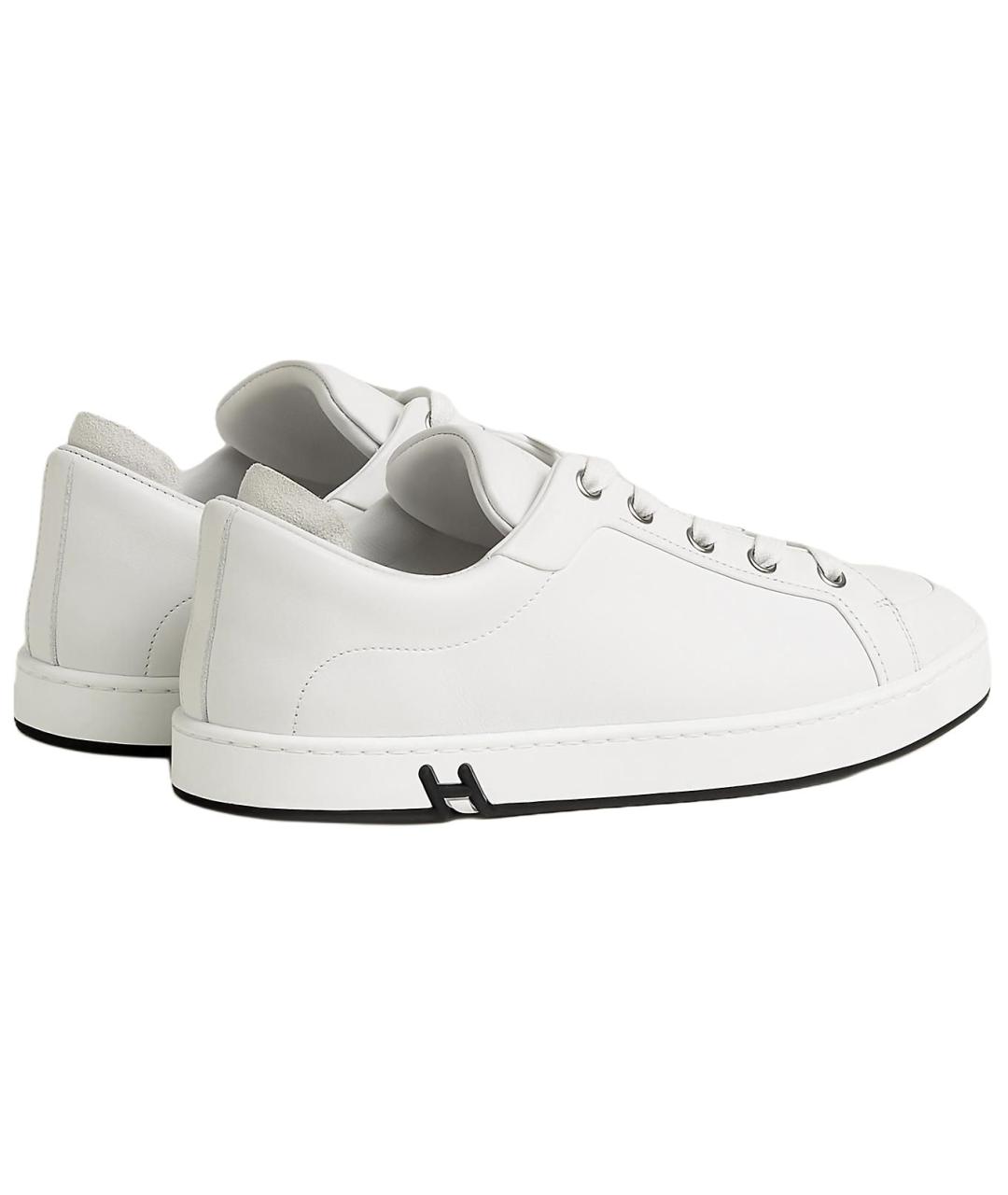 HERMES Белые кожаные кроссовки, фото 4