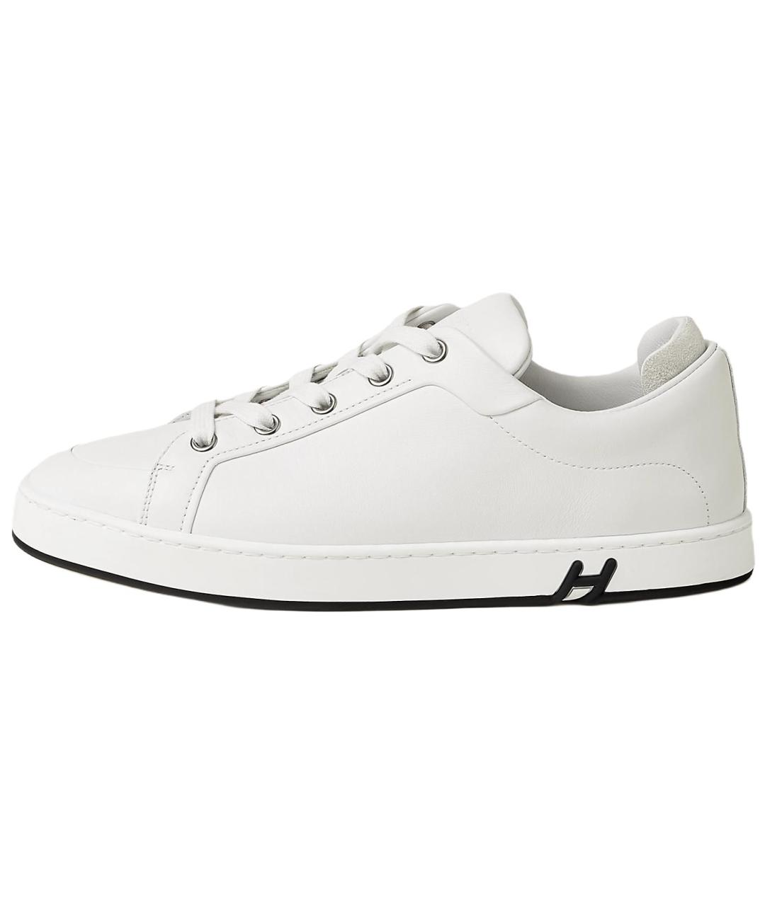 HERMES Белые кожаные кроссовки, фото 2