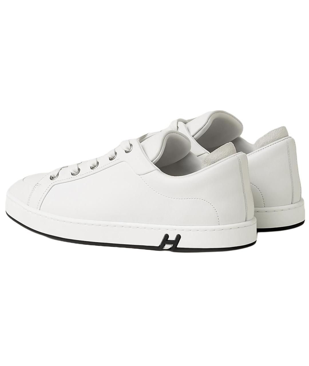 HERMES Белые кожаные кроссовки, фото 3