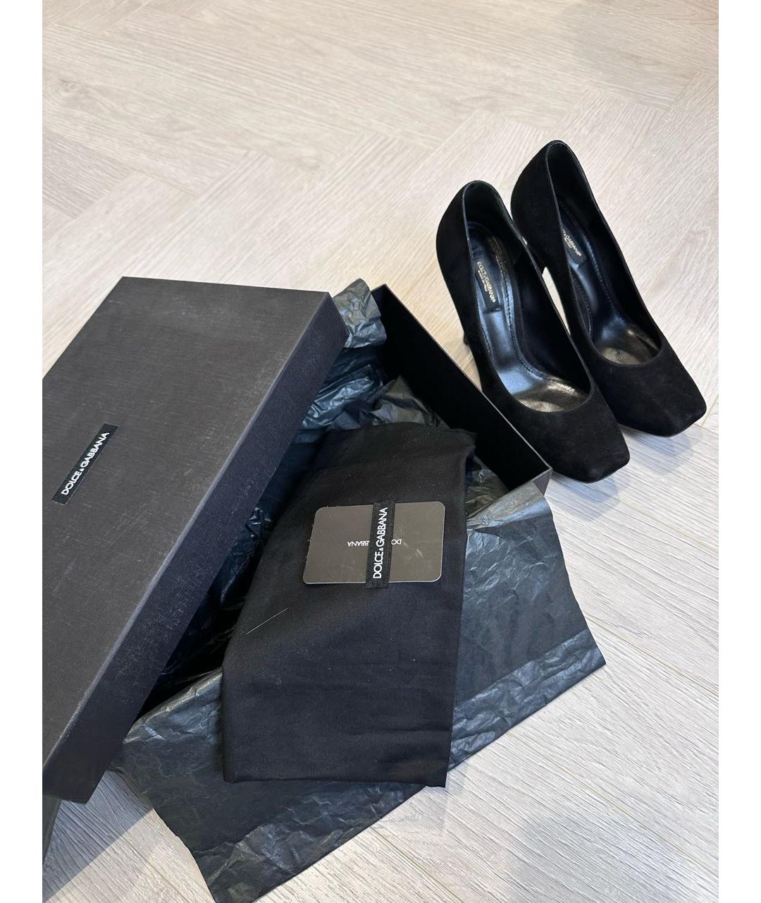 DOLCE&GABBANA Черные замшевые туфли, фото 8