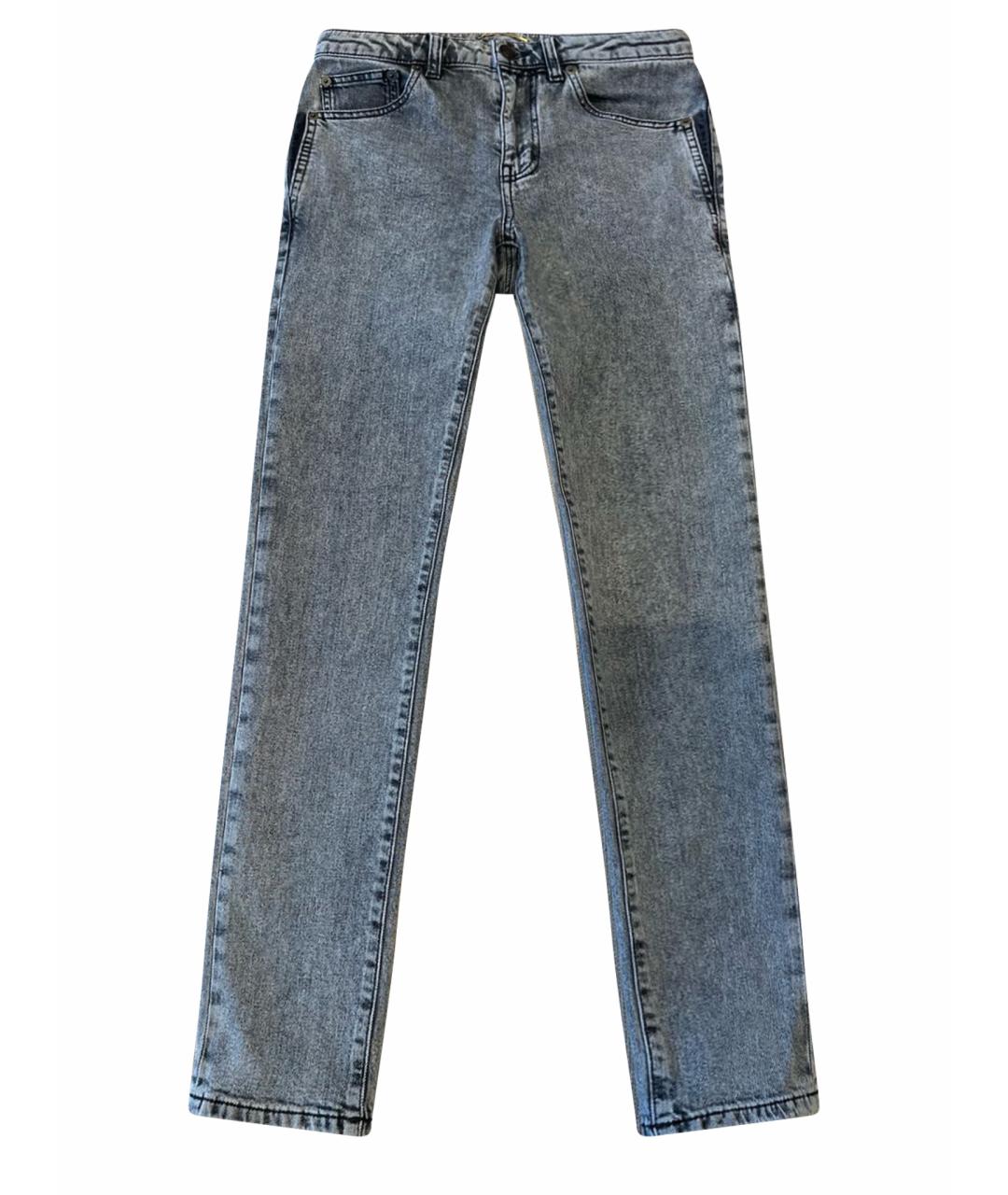 SAINT LAURENT Серые хлопко-эластановые джинсы слим, фото 1