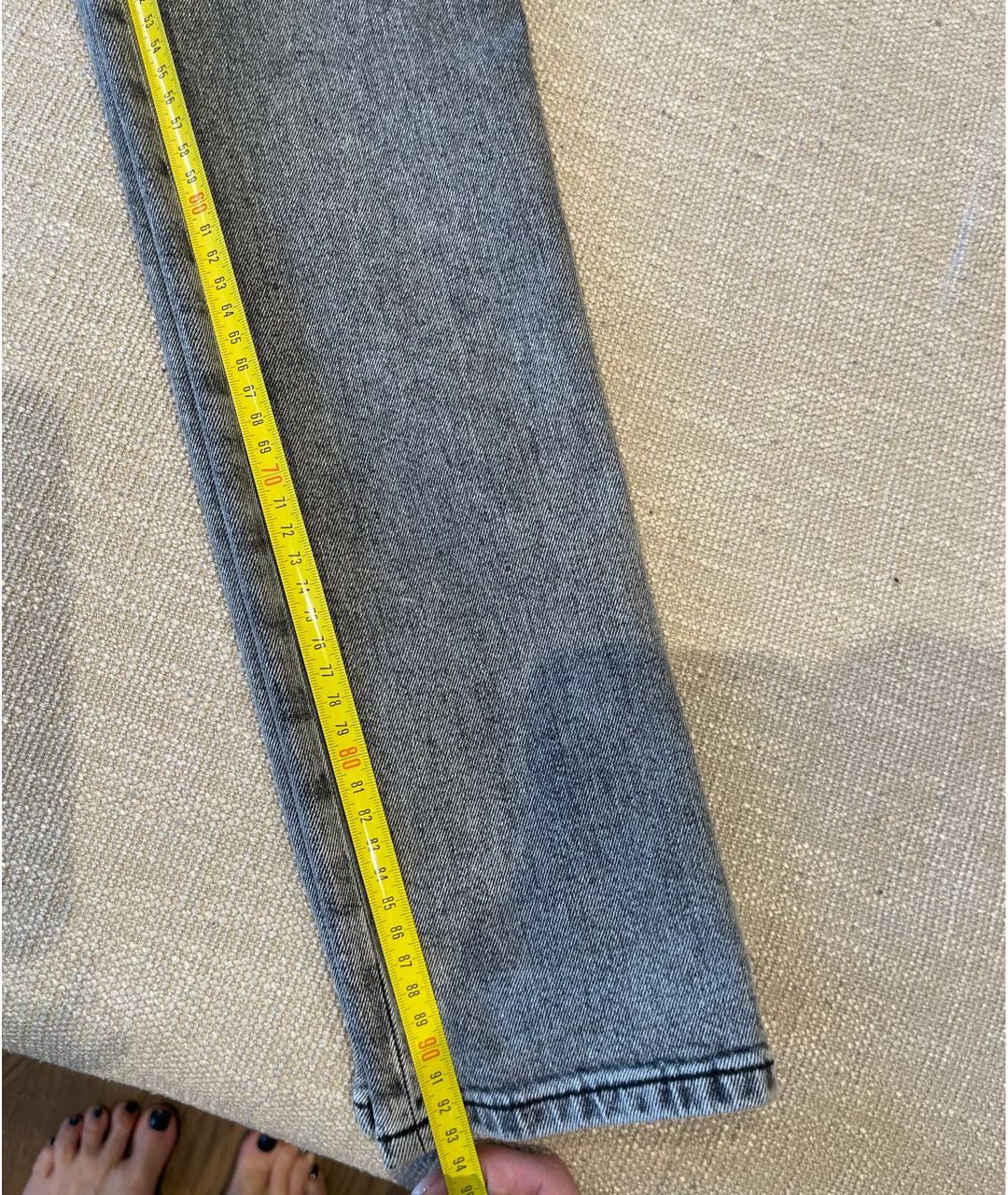 SAINT LAURENT Серые хлопко-эластановые джинсы слим, фото 8