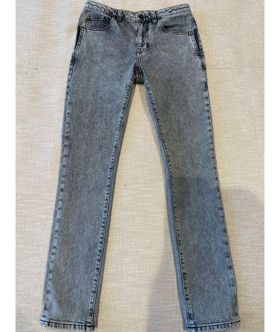 SAINT LAURENT Серые хлопко-эластановые джинсы слим, фото 9