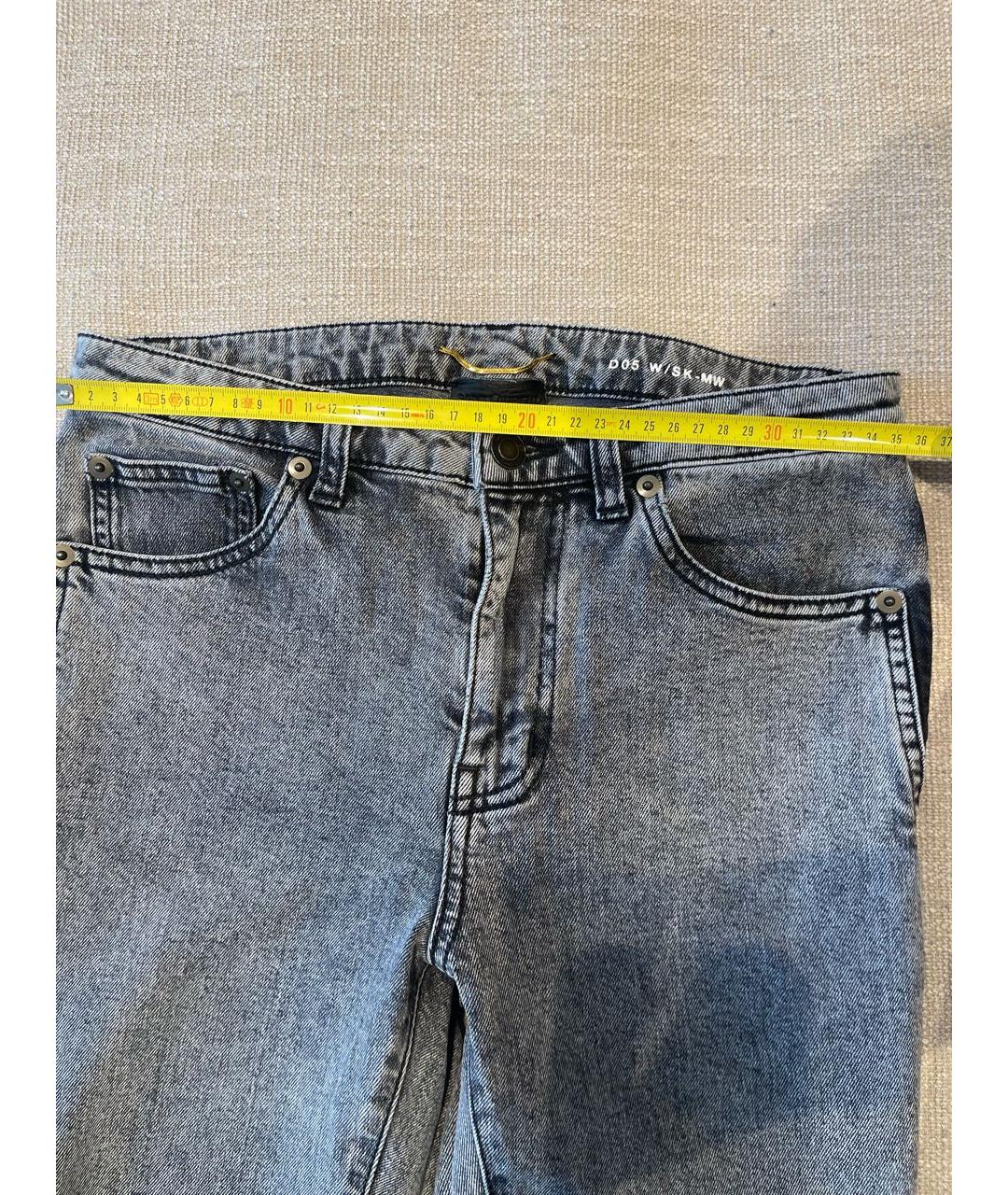 SAINT LAURENT Серые хлопко-эластановые джинсы слим, фото 3