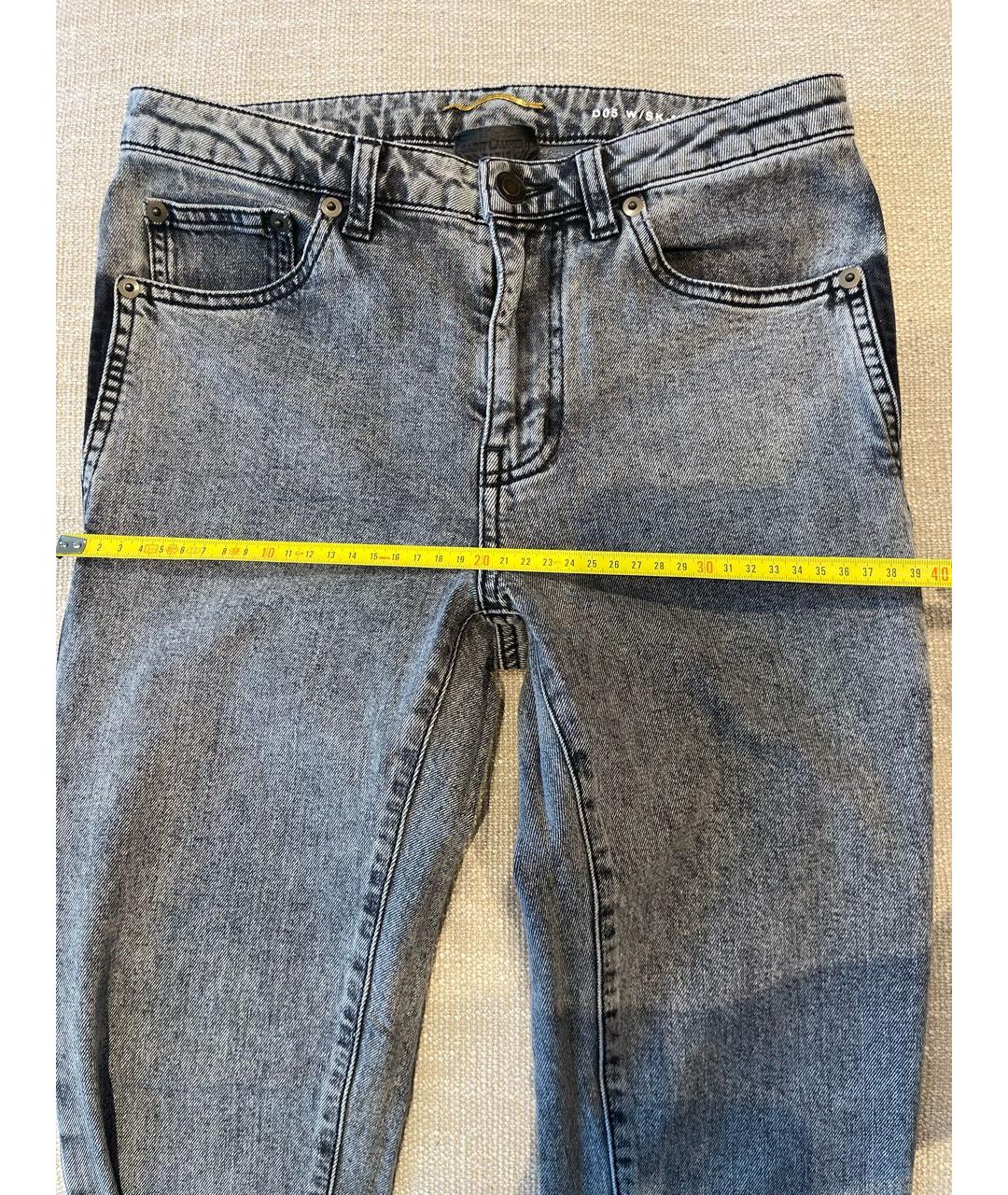 SAINT LAURENT Серые хлопко-эластановые джинсы слим, фото 4