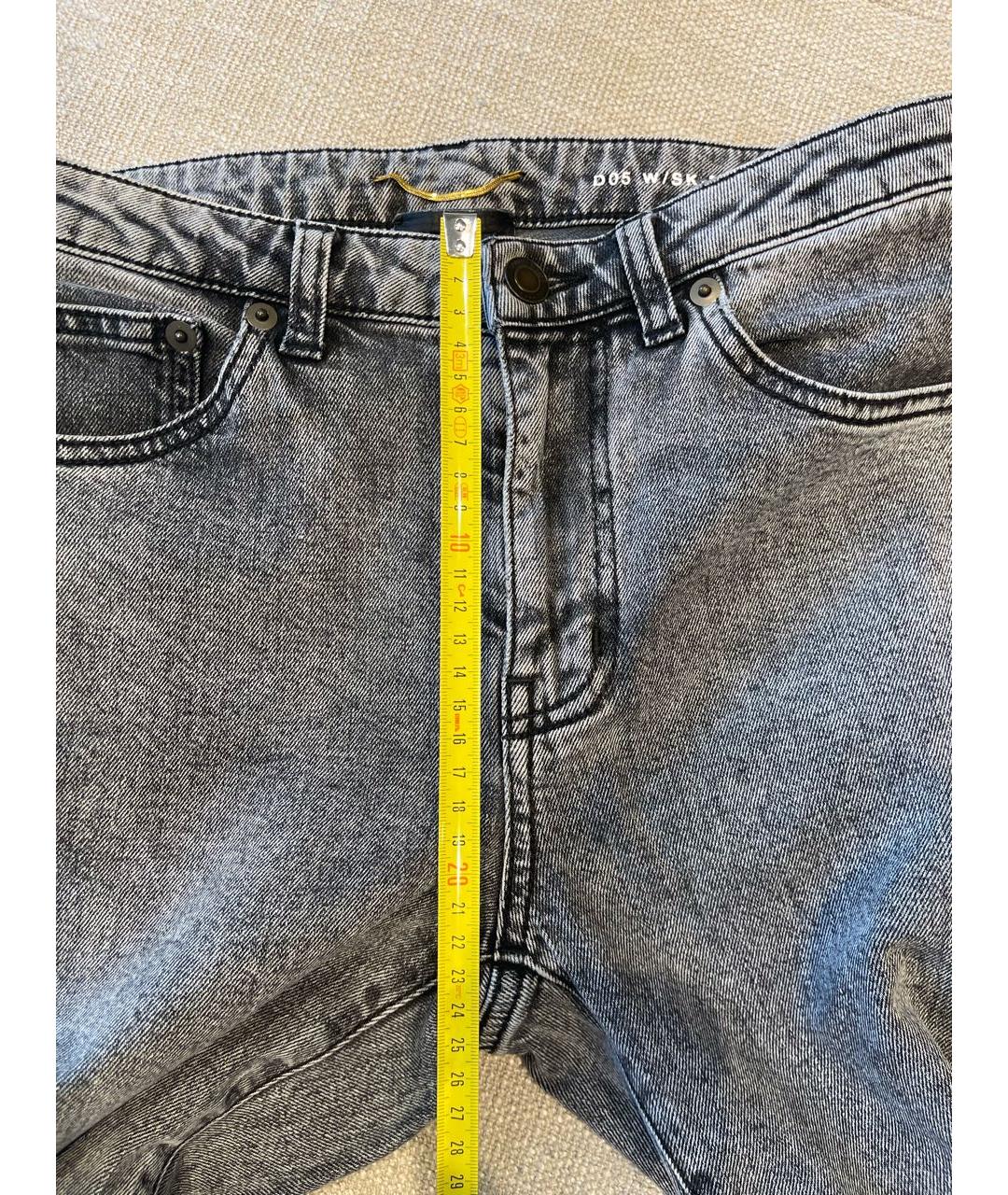 SAINT LAURENT Серые хлопко-эластановые джинсы слим, фото 6