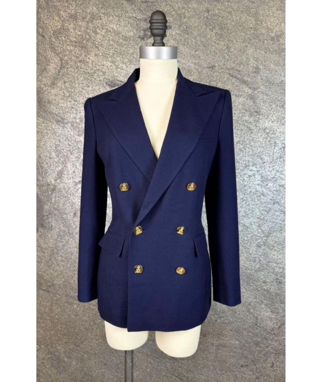 RALPH LAUREN Темно-синий кашемировый жакет/пиджак, фото 7