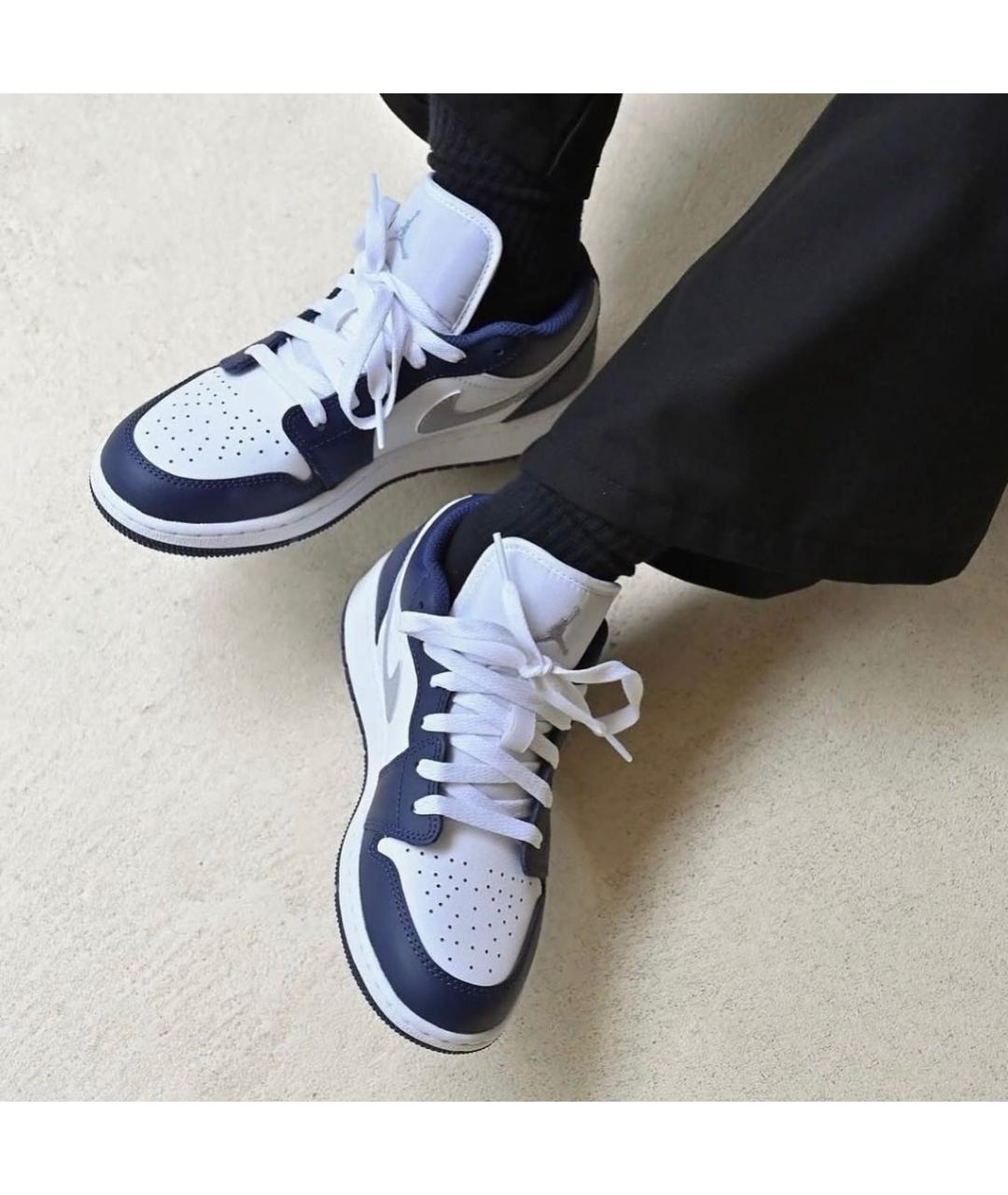 JORDAN Темно-синие кожаные низкие кроссовки / кеды, фото 7