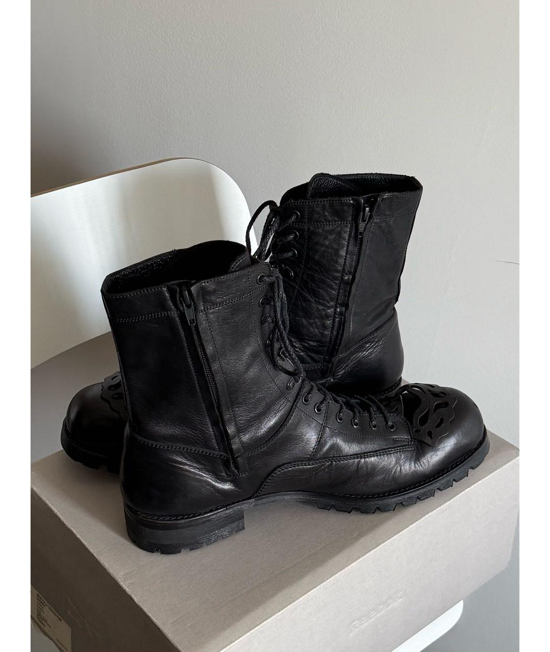 YOHJI YAMAMOTO Черные кожаные высокие ботинки, фото 2