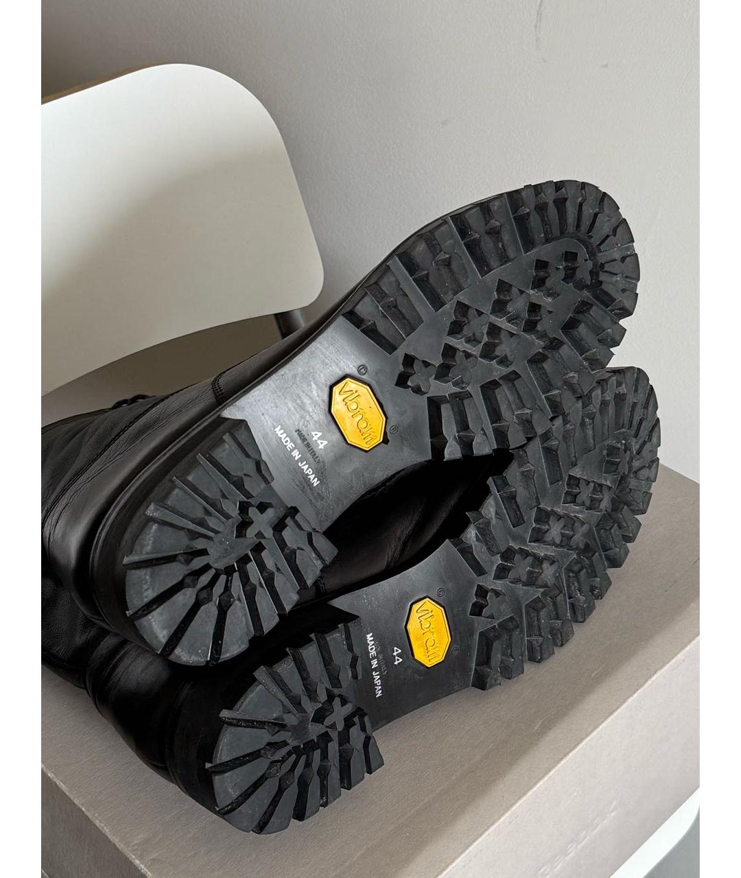 YOHJI YAMAMOTO Черные кожаные высокие ботинки, фото 6