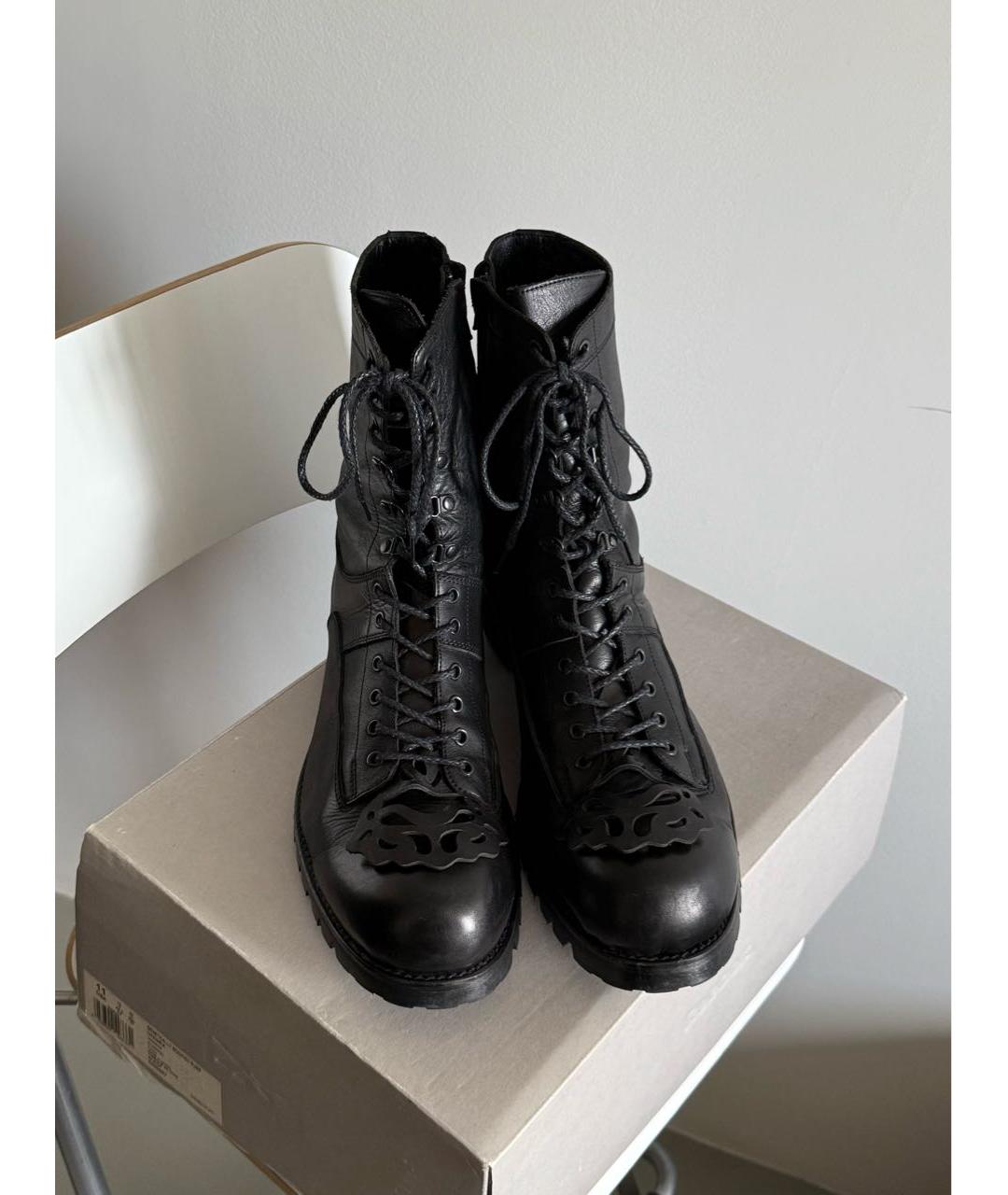 YOHJI YAMAMOTO Черные кожаные высокие ботинки, фото 3