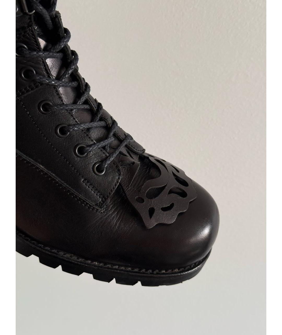 YOHJI YAMAMOTO Черные кожаные высокие ботинки, фото 5