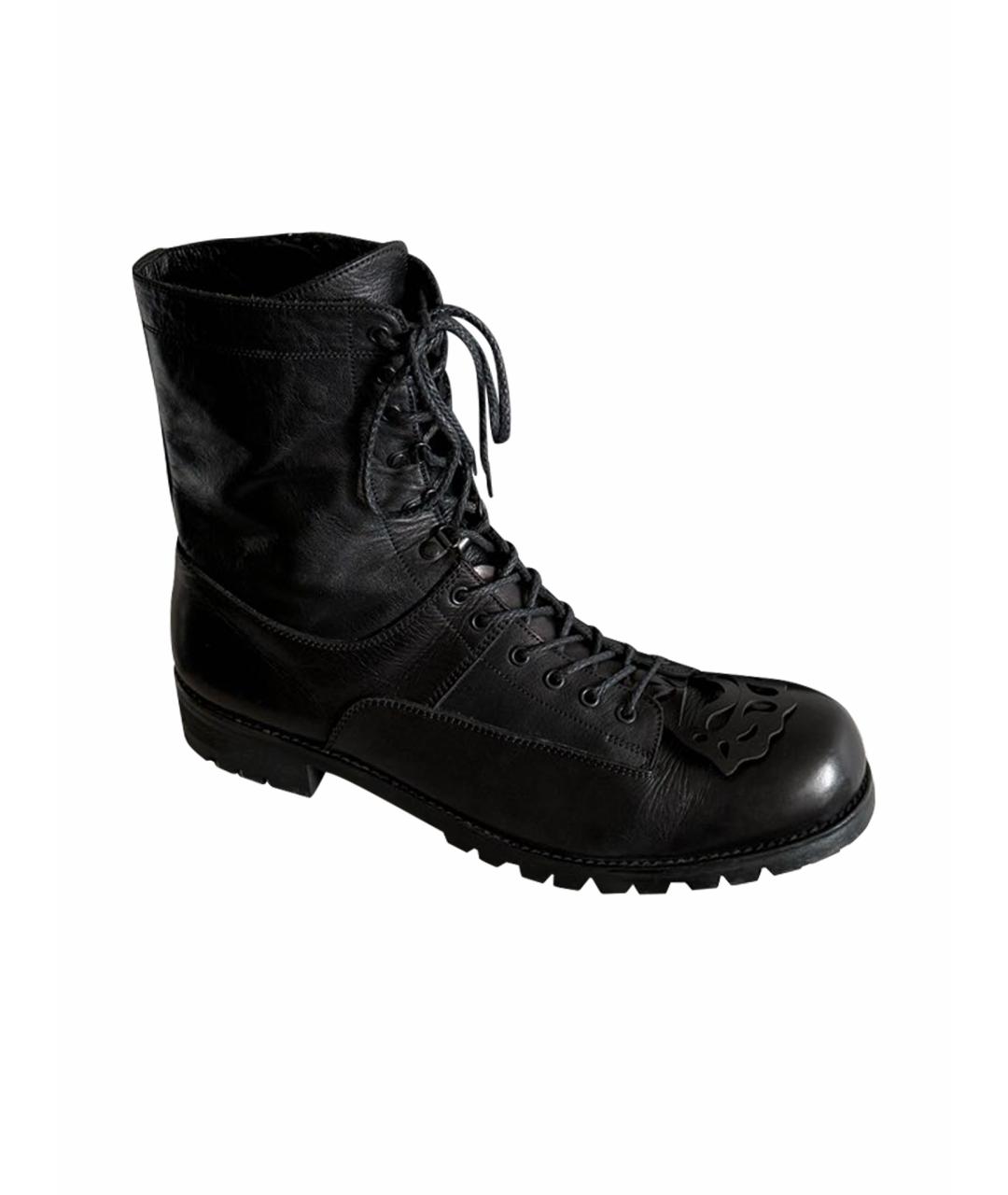 YOHJI YAMAMOTO Черные кожаные высокие ботинки, фото 1