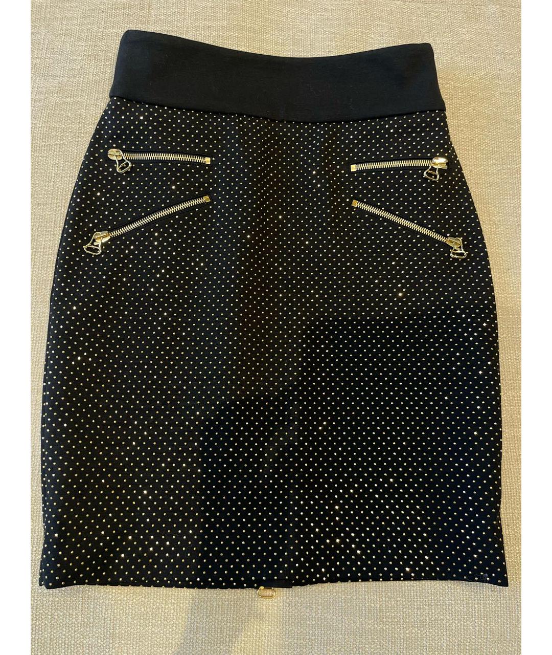 PIERRE BALMAIN Черная хлопко-эластановая юбка мини, фото 4