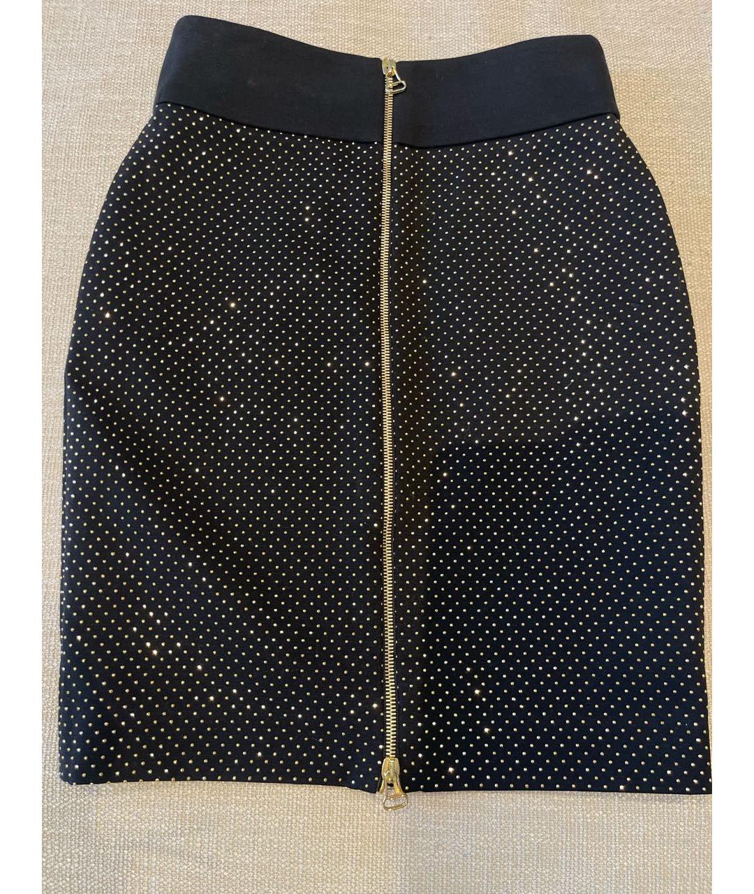 PIERRE BALMAIN Черная хлопко-эластановая юбка мини, фото 2