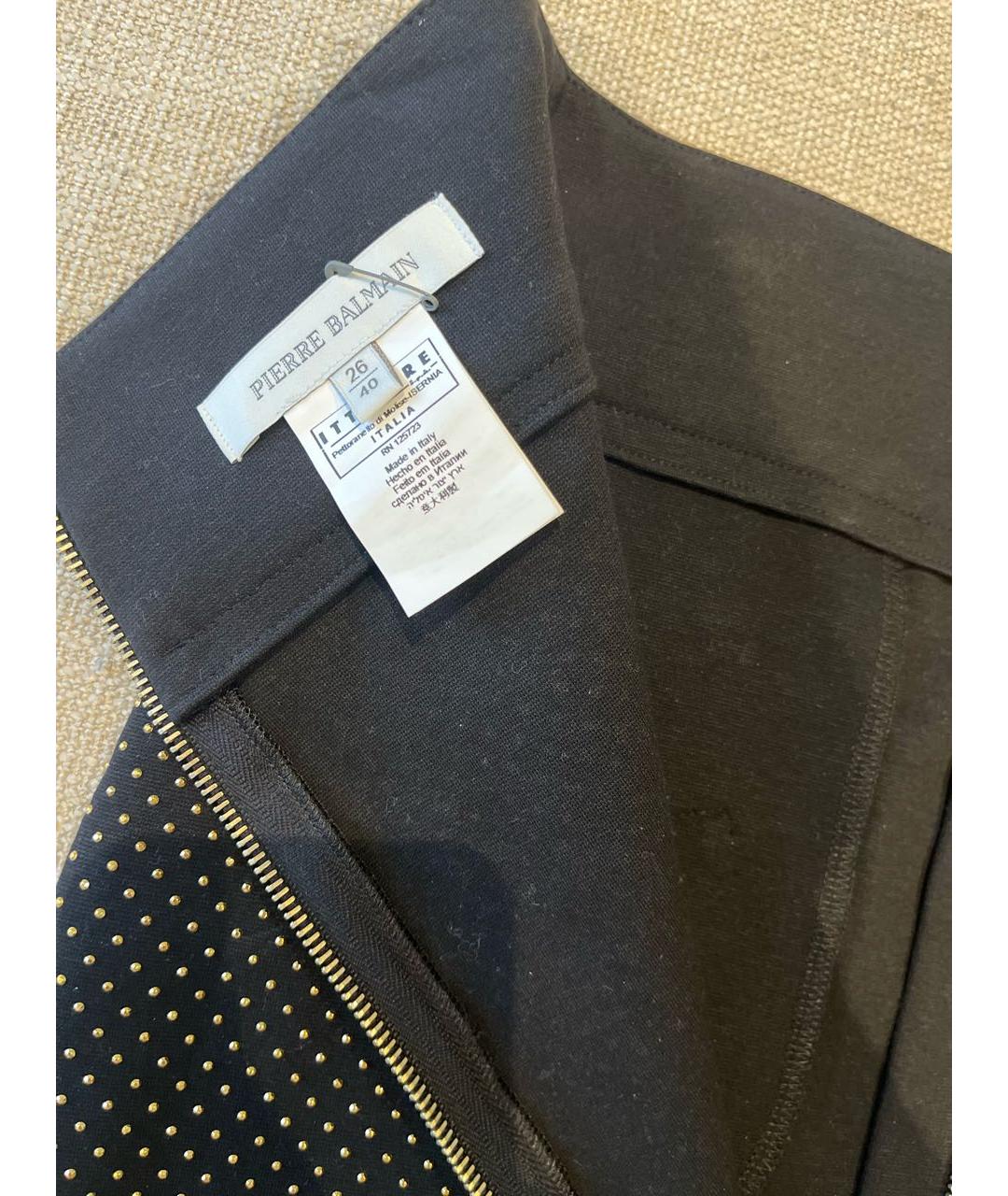 PIERRE BALMAIN Черная хлопко-эластановая юбка мини, фото 3