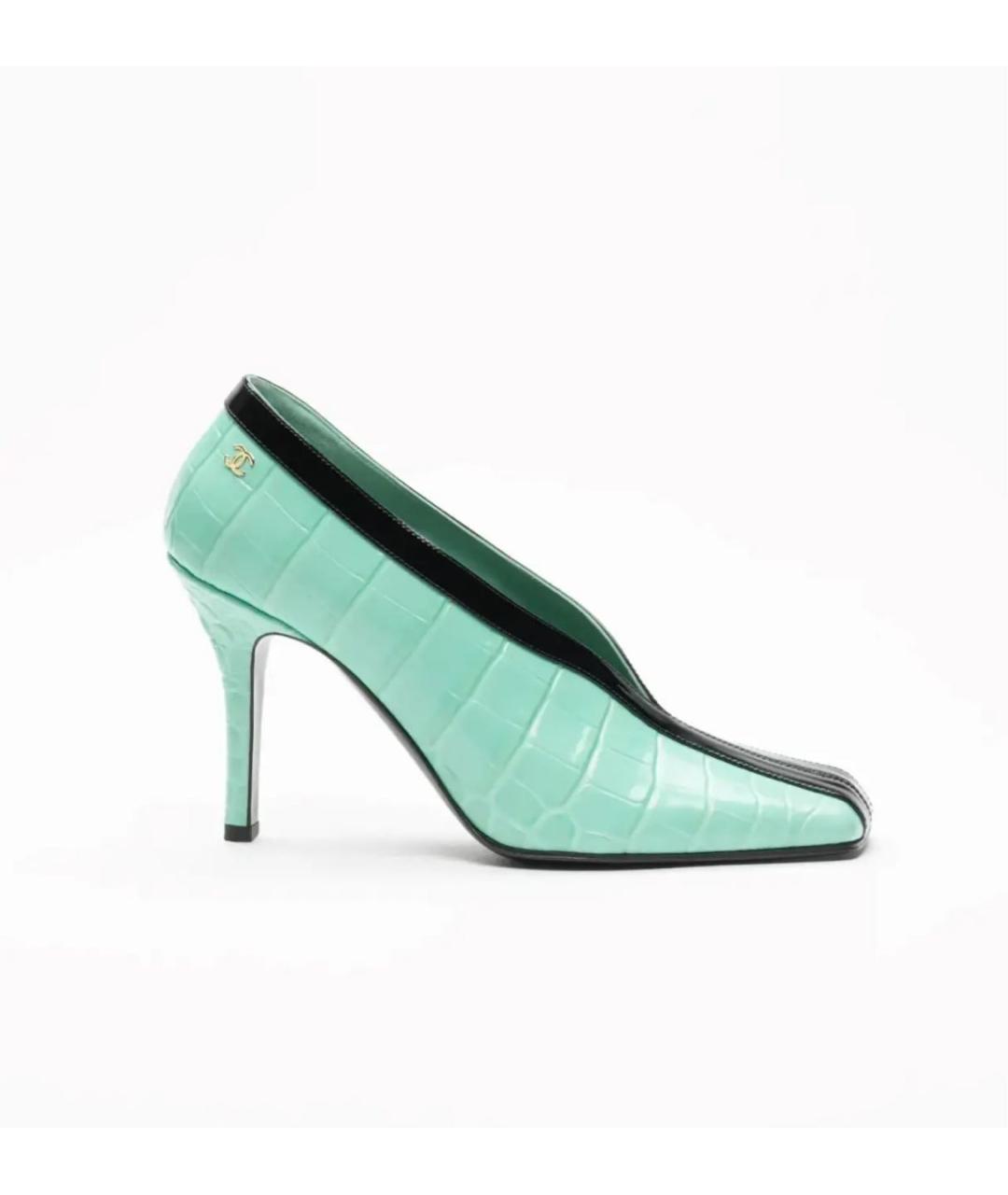 CHANEL Бирюзовые туфли из лакированной кожи, фото 3