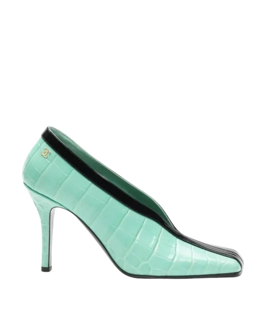 CHANEL Бирюзовые туфли из лакированной кожи, фото 1