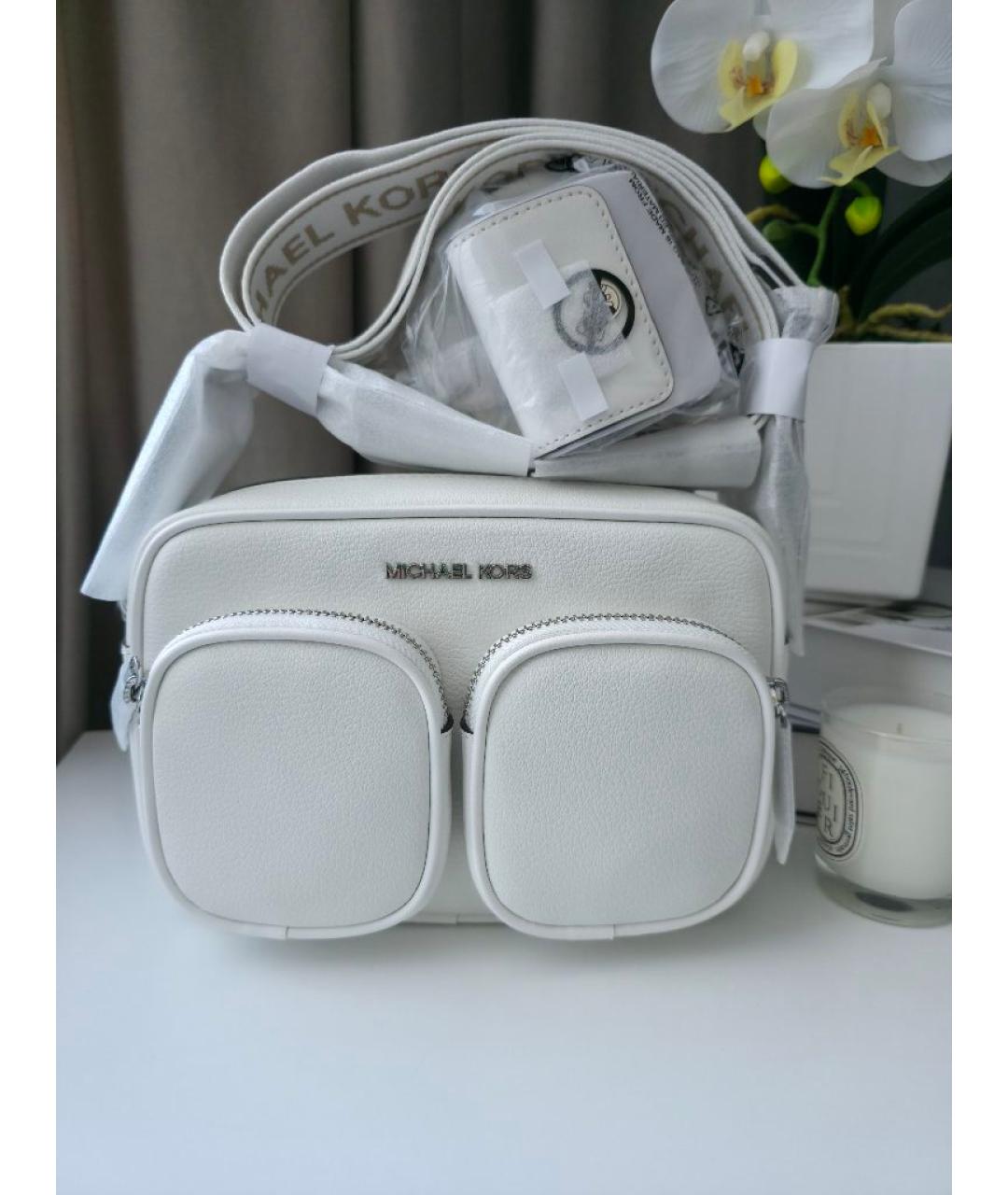 MICHAEL KORS Белая кожаная сумка через плечо, фото 6