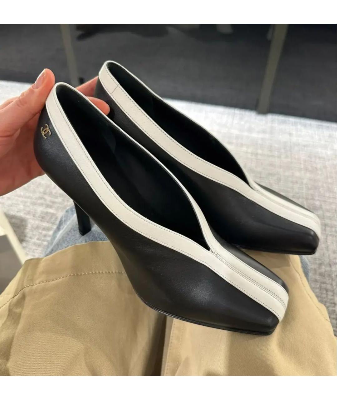 CHANEL Черные кожаные туфли, фото 6