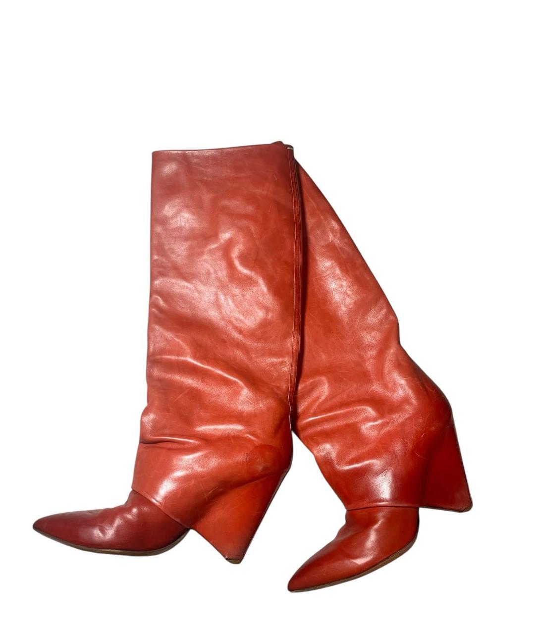 MAISON MARGIELA Красные кожаные сапоги, фото 9