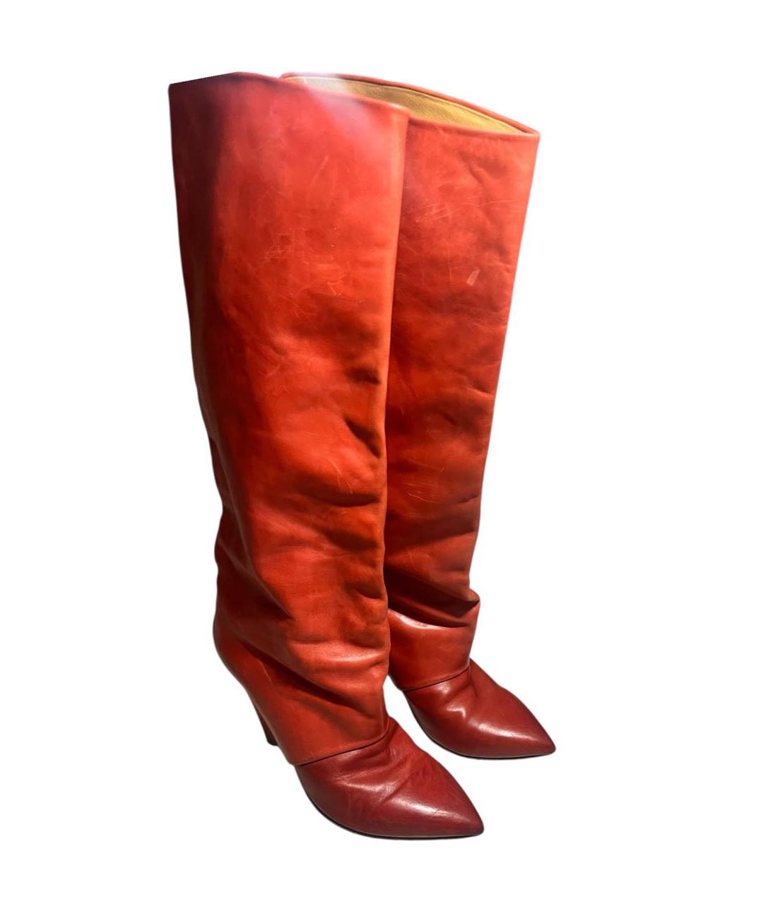 MAISON MARGIELA Красные кожаные сапоги, фото 2