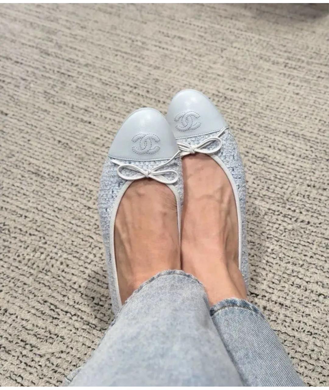 CHANEL Голубые текстильные балетки, фото 5