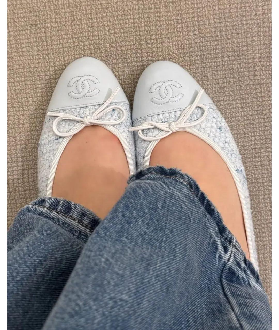 CHANEL Голубые текстильные балетки, фото 4