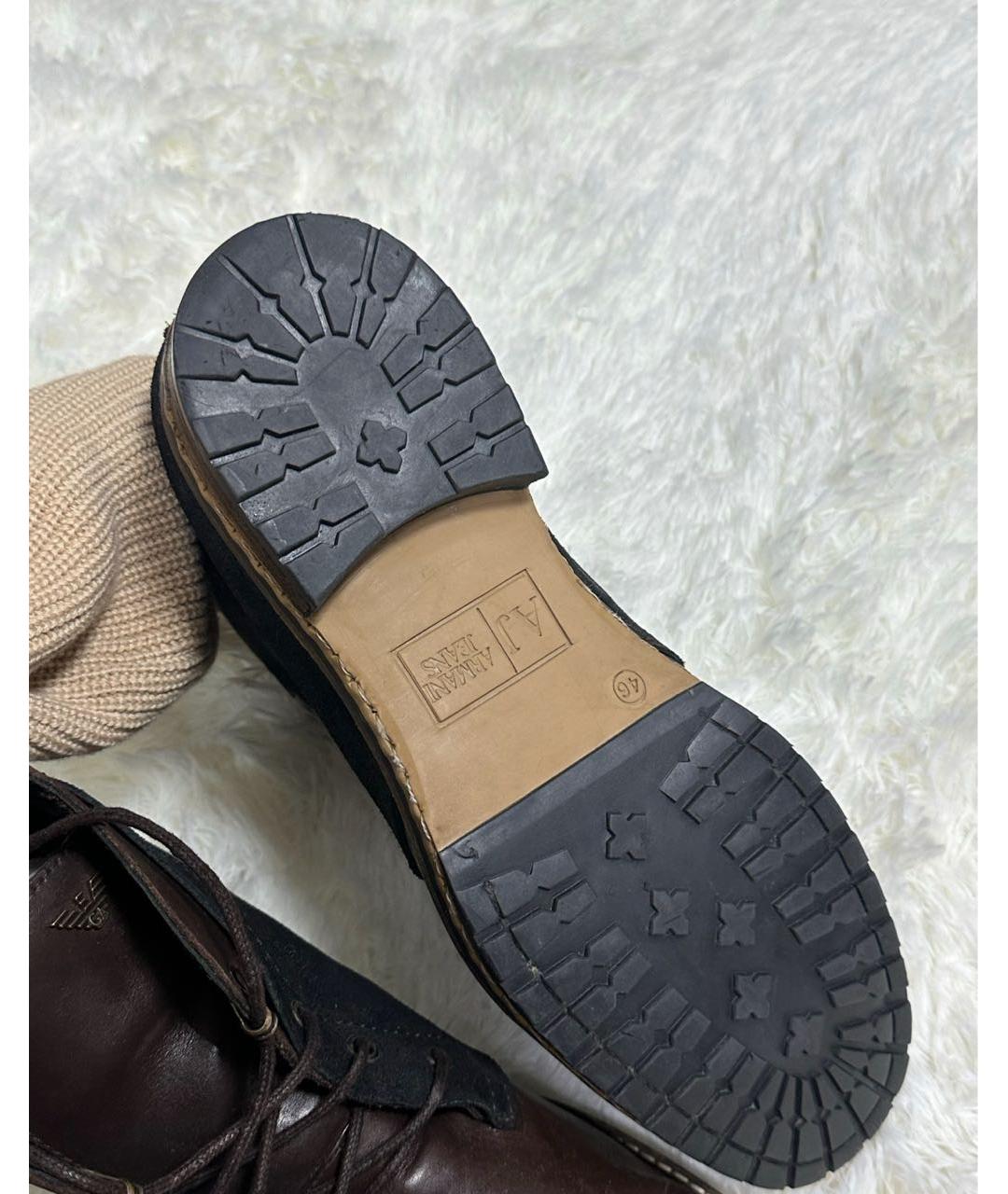 ARMANI JEANS Коричневые кожаные высокие ботинки, фото 6