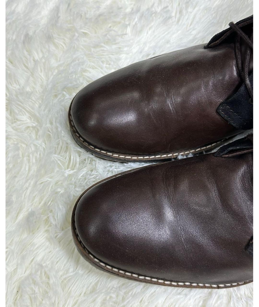 ARMANI JEANS Коричневые кожаные высокие ботинки, фото 2