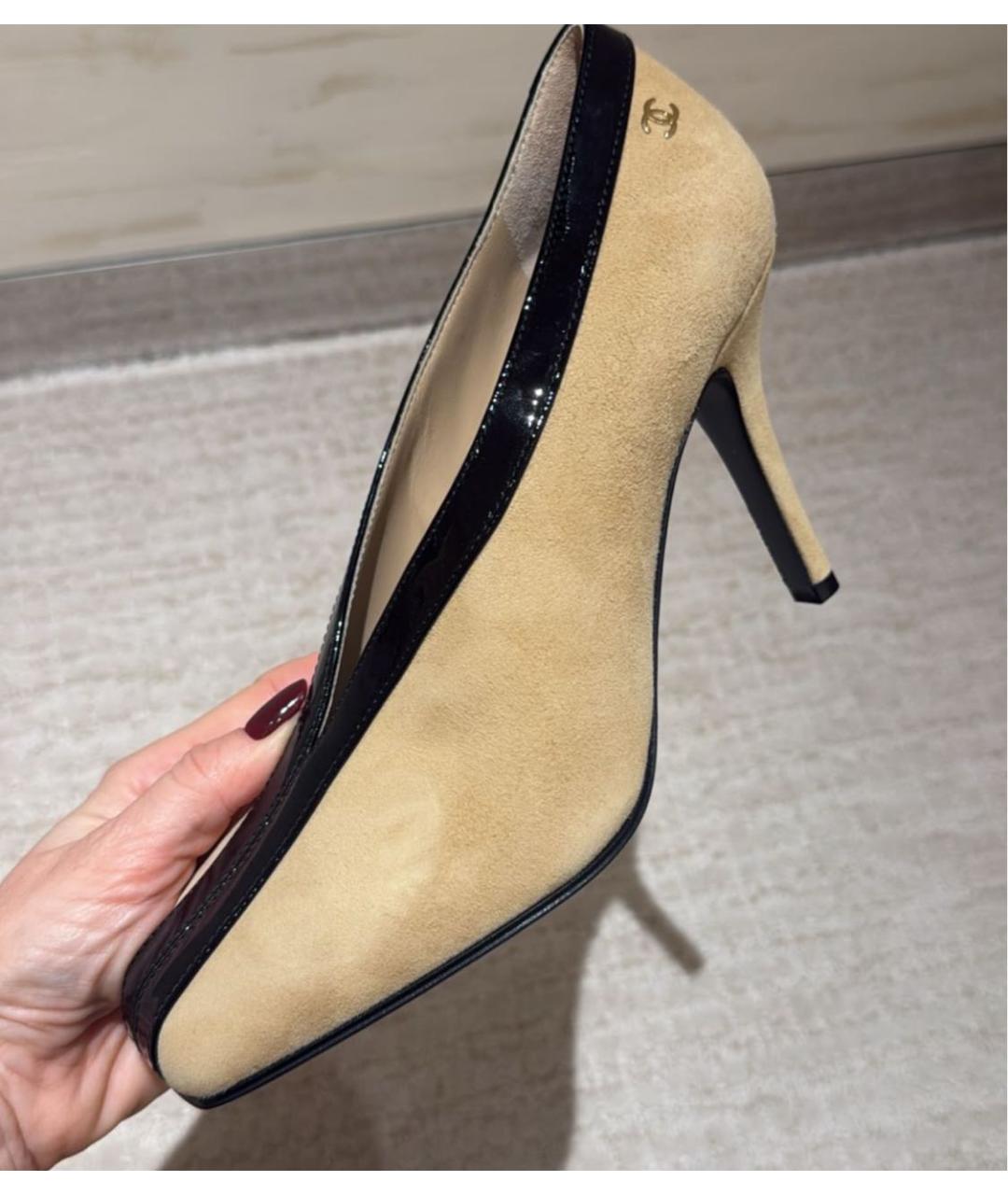 CHANEL Бежевые замшевые туфли, фото 8