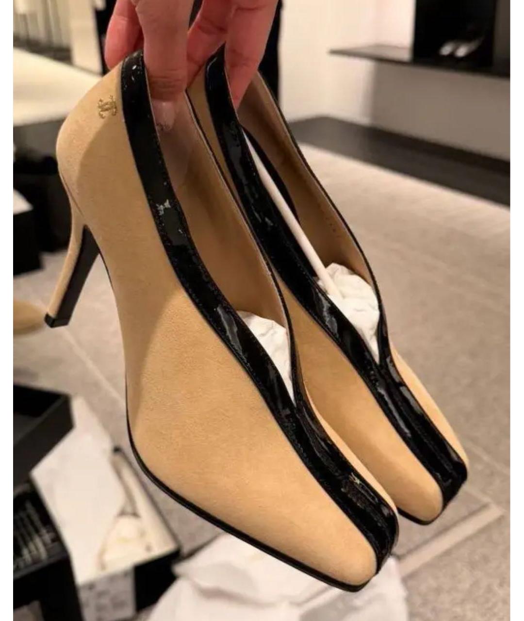 CHANEL Бежевые замшевые туфли, фото 3