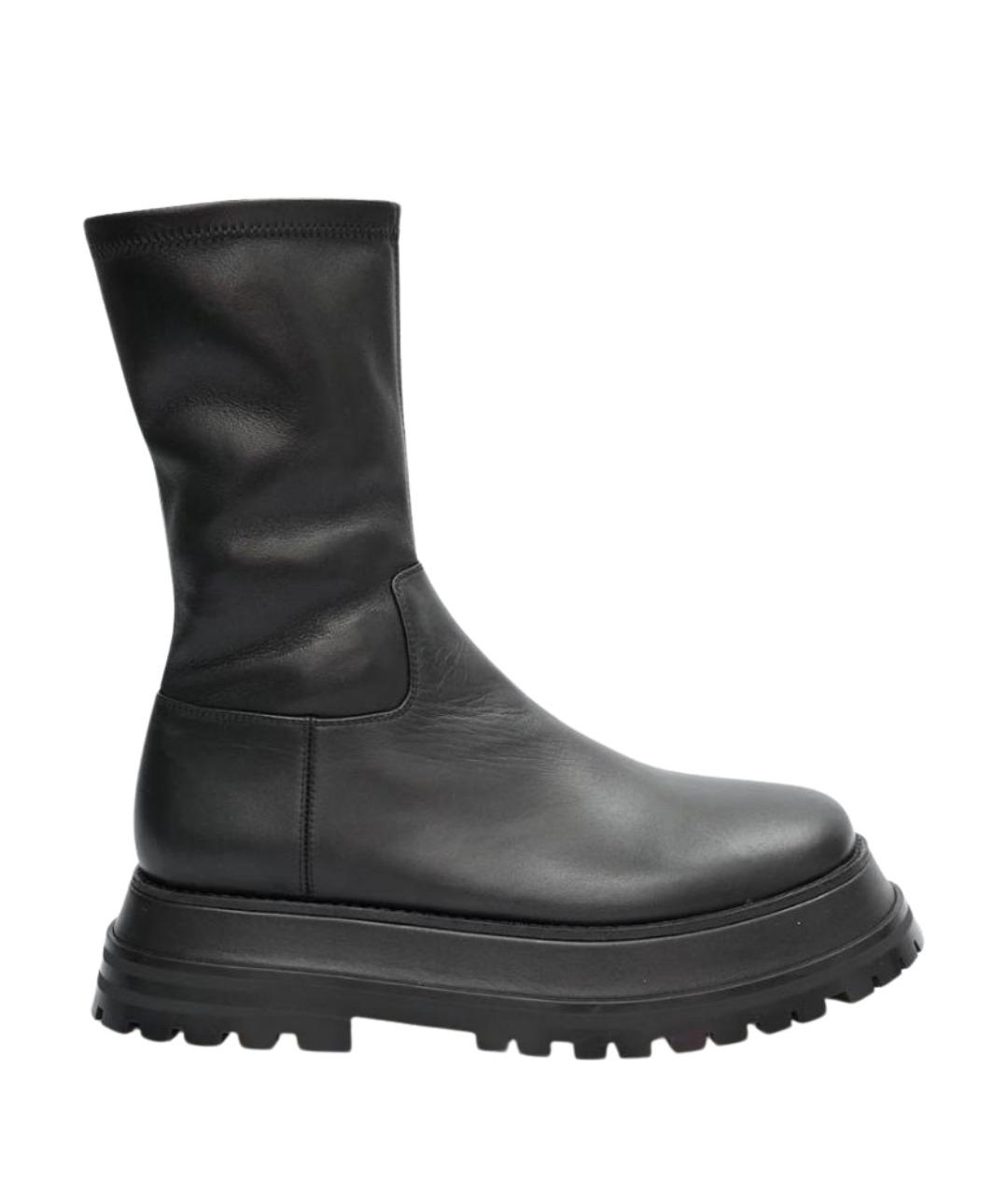 BURBERRY Черные кожаные ботинки, фото 1