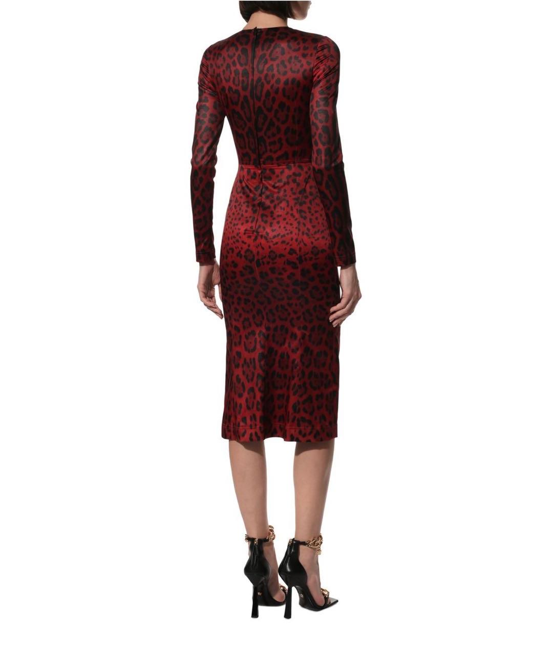 DOLCE&GABBANA Бордовое вискозное коктейльное платье, фото 3