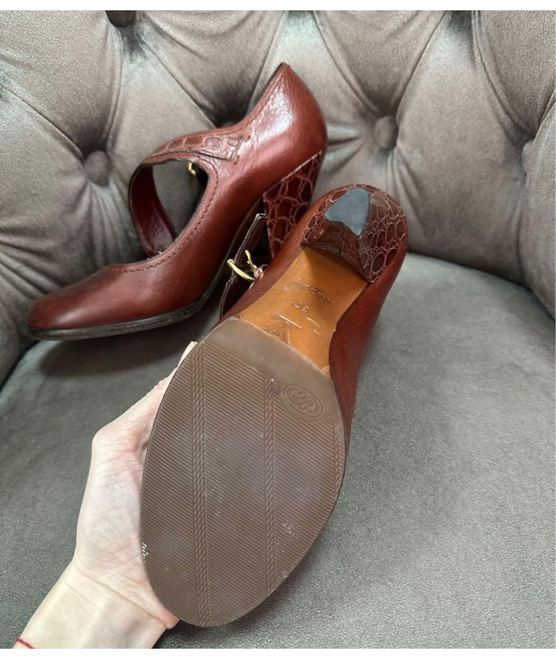 LOUIS VUITTON Коричневые кожаные туфли, фото 4