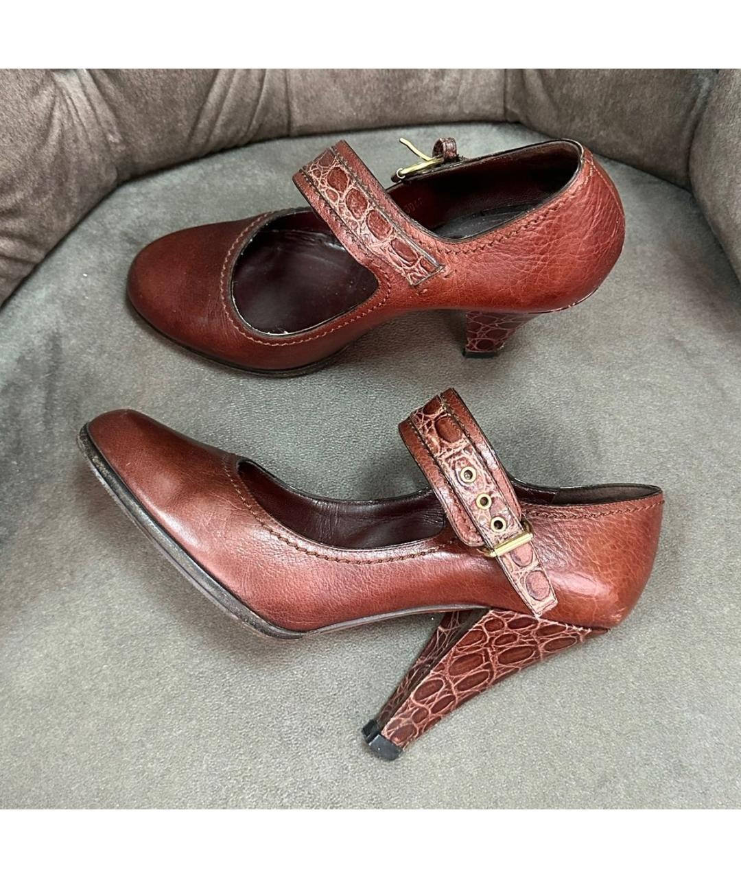 LOUIS VUITTON Коричневые кожаные туфли, фото 7