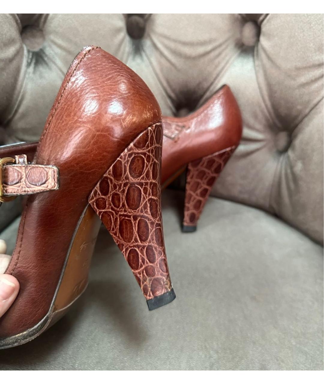 LOUIS VUITTON Коричневые кожаные туфли, фото 5