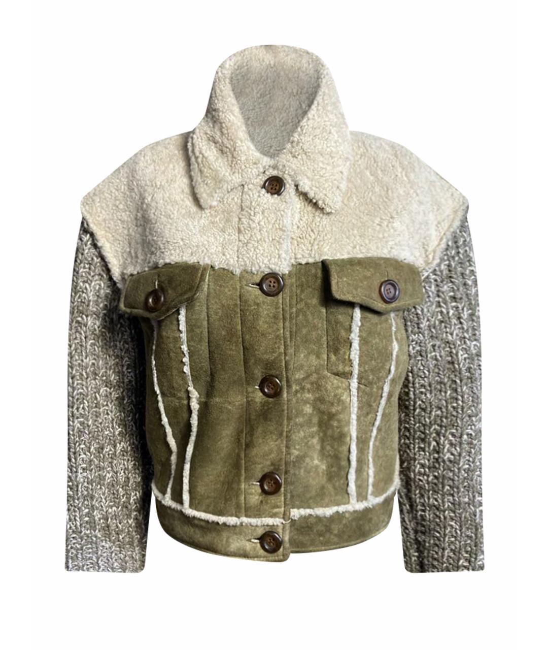 DOLCE&GABBANA Хаки шерстяная дубленка, фото 1