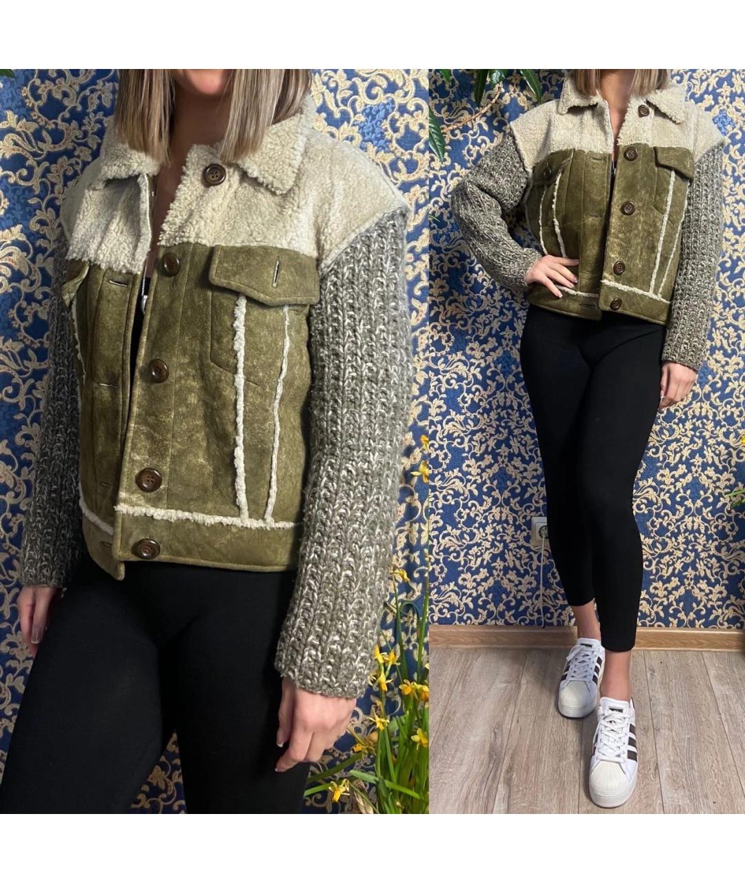 DOLCE&GABBANA Хаки шерстяная дубленка, фото 5